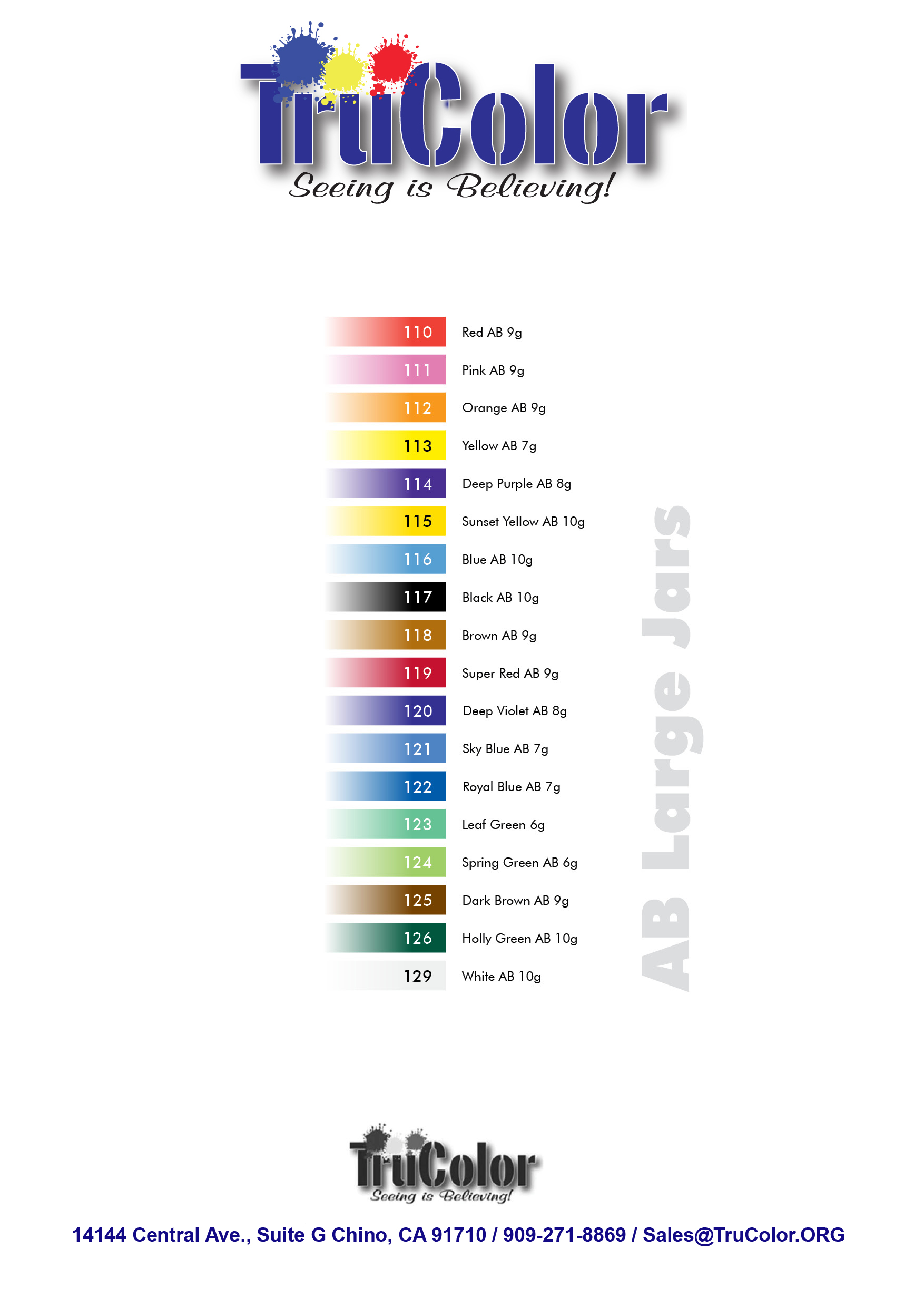 Tru Color Paint Chart